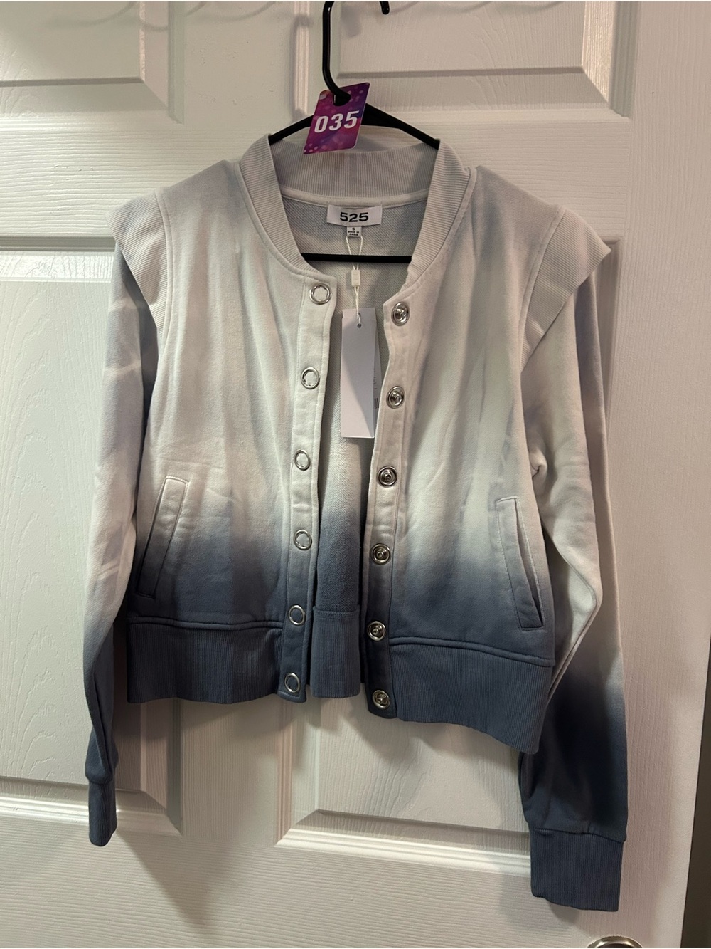 525 America White to Navy Ombre Snap-Front Bomber Jacket
